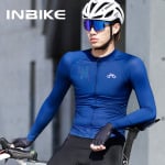 INBIKE мужской велосипедный костюм с длинными рукавами для весны и лета, быстросохнущий верх, профессиональный шоссейный велосипед, горный велосипед, геометрический темно-синий, XL - фото 2