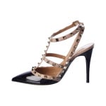 Патентованные туфли Valentino Rockstud Caged 100, черный - фото 2