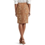 Юбка LAUREN Ralph Lauren Embroidered Suede Pencil Skirt, цвет Light Camel - фото