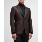 Мужской двухцветный жаккардовый смокинг ZEGNA, цвет Burgundy - фото