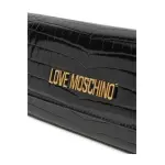 Элегантный блестящий клатч из крокодиловой кожи Love Moschino, черный - фото 2