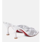 Кожаные мюли mariza с декором Christian Louboutin, серебро - фото 3