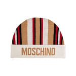 Moschino полосатая шапка с логотипом-интарсией, нейтральный цвет - фото