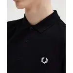 Мужская рубашка-поло из хлопкового пике с короткими рукавами Fred Perry, черный - фото 4