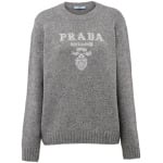 Prada кашемировый джемпер с логотипом, серый - фото