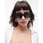 Topshop – Ольха – Черные солнцезащитные очки оверсайз с угловой оправой - фото