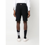 Thom Browne 4-Bar stripe seersucker track shorts, синий - фото 4