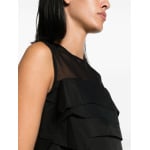 sacai ruffled sheer-yoke sleeveless top, черный - фото 5