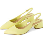 Туфли Franco Sarto Racer Slingback Low Block Heel Pointed Toe Pump, цвет Citron Yellow Leather - фото