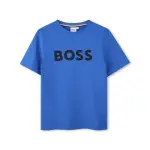 Футболка для мальчика из 100% хлопка с логотипом спереди BOSS Kidswear, цвет Azul Índigo - фото