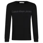 Толстовка с приподнятым верхом. флис с логотипом стандартной посадки Calvin Klein, черный - фото