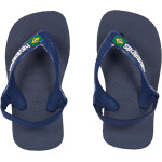 Сандалии Havaianas Brazil Logo Flip Flop Sandal, цвет Navy Blue/Citrus Yellow - фото