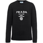 Prada кашемировый джемпер с логотипом, черный - фото