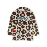 Kenzo Kids шуба из искусственного меха с вышитым логотипом, серый - фото 2