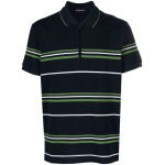 Michael Kors striped cotton blend polo shirt, синий - фото