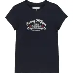 Рубашка Tommy Hilfiger с короткими рукавами "FLOWER PUFF PRINT REG TEE SS", детская до 16 лет, с тисненым логотипом, цвет Desert Sky - фото 6