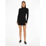 Платье-свитшот Calvin Klein Jeans "VARIEGTAED RIB HALF ZIP LS DRESS" с нашивкой-логотипом, цвет Ck Black - фото 2