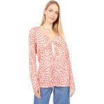 Свитер Vince Camuto Long Sleeve V-Neck Tie Front Animal Textured Knit Cardigan, цвет Soft Peony - фото 4