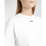 Укороченная футболка в рубчик Off Stamp Off-White, цвет White Black - фото 5