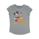 Футболка с принтом DISNEY CLASSIC MICKEY MICKEY AND PLUTO Disney, цвет Mottled Light Grey - фото