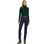 Свитер LAUREN Ralph Lauren Petite Faux Leather Trim Ribbed Turtleneck, цвет Season Green - фото 3