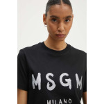 Хлопковая футболка Msgm, черный - фото 4