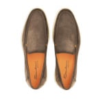 Замшевые слипоны Лоферы Santoni, бежевый - фото 4