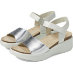 Сандалии ECCO Flowt Wedge Cork, цвет Silver/White - фото