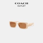 Солнцезащитные очки Coach Outlet в узкой прямоугольной оправе, кремовый - фото 2