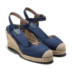 Туфли Cole Haan Cloudfeel Espadrille Wedge 80 mm II, цвет Navy Blazer Linen/Natural Jute - фото