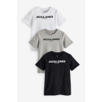 Логотип на круглом вороте футболки, упаковка 3 шт Jack & Jones Junior, белый - фото