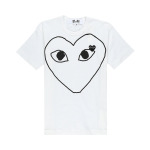 Футболка Comme des Garçons PLAY Outline Heart Logo, цвет Белый - фото