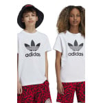 Детская хлопковая футболка adidas Originals TREFOIL TEE, белый - фото