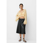 Блуза RUFFLED CHIFFON WITH FRONT TIE DETAIL Bershka, розовый - фото 5