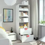 Детский книжный шкаф, белый/серый, 60x57x181 см, PLATSA/SMÅSTAD IKEA - фото 3