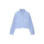 Блузка на пуговицах STRIPED BOXY PULL&BEAR, синий - фото 5