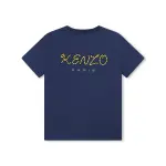 Футболка для мальчика из 100% хлопка с логотипом на спине Kenzo Kids, темно-синий - фото 2