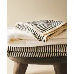 Хлопковое банное полотенце из окрашенной нити Zara Home, экрю/черный - фото 2