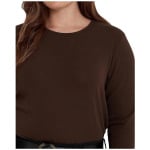 Топ LAUREN Ralph Lauren Plus Size Cotton-Blend Long Sleeve, коричневый - фото 3