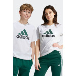 Футболка из 100% хлопка с ярким логотипом Adidas, белый - фото