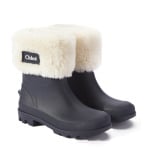 Сапоги Wellies с отделкой из искусственной овчины Chloé Kids, темно-синий - фото