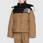 Пуховик Gucci x The North Face, коричневый - фото 5