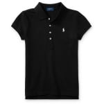 Детская одежда Polo Ralph Lauren Сетчатая рубашка-поло с короткими рукавами для больших девочек 7–16 лет, черный - фото