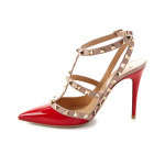 Патентованные туфли Valentino Rockstud Caged 100, красный - фото 2