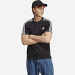 Мужская футболка Essentials из одинарного джерси с 3 полосками Adidas, белый - фото