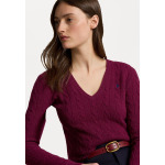 Джемпер CABLE KNIT WOOL CASHMERE V-NECK SWEATER Polo Ralph Lauren, темно-фиолетовый - фото