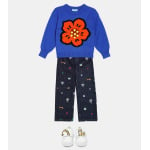 Свитер интарсии с цветочным узором боке Kenzo Kids, синий - фото 2