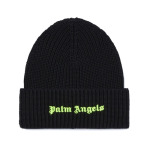 Palm Angels шапка бини в рубчик с вышитым логотипом, черный - фото