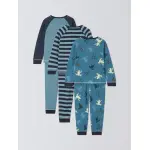 Пижама John Lewis Kids' Frog & Stripe Cotton 3 шт, синий - фото 2