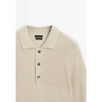 Джемпер WITH POLO COLLAR Massimo Dutti, бежевый - фото 8